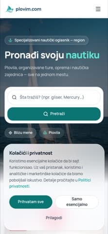 Plovim.com — live site (mobile)